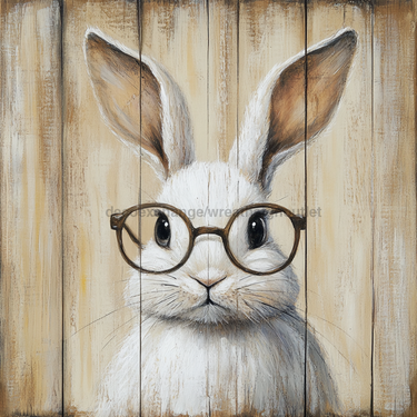 Easter Sign, Bunny in Glasses,, DCO-12679, Sign For Wreath, 10x10